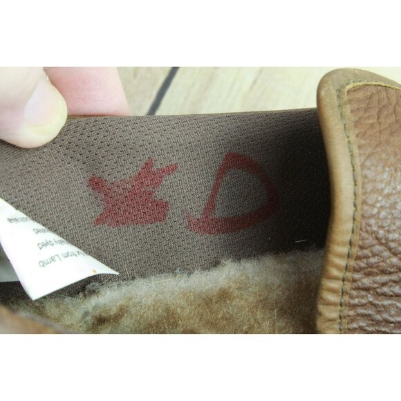 LL Bean All Week Brown Leather Shearling Lined Moccasin Slippers Size 10 M - Picture 8 of 10